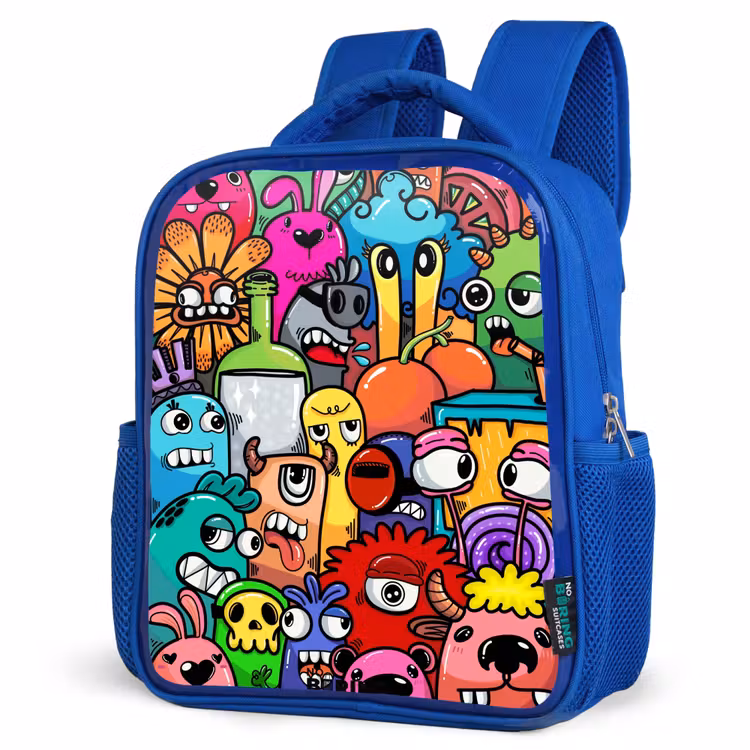 Rugzak kind - blauw - Knallende gekleurde monsters — 7