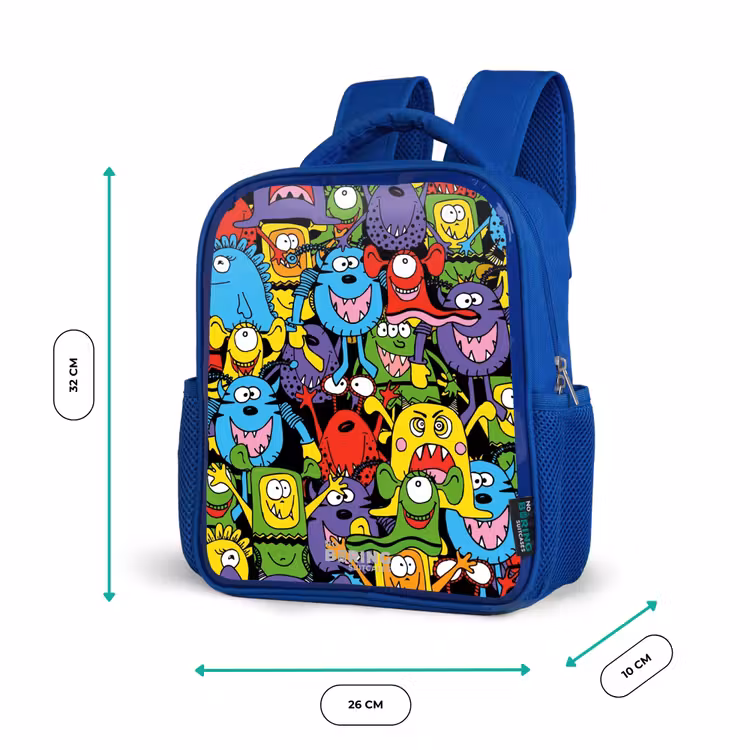 Rugzak kind - blauw - Monsters met Felle Kleuren — 5