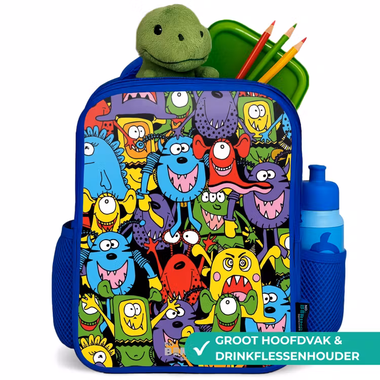 Rugzak kind - blauw - Monsters met Felle Kleuren — 6