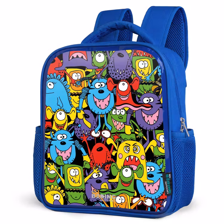Rugzak kind - blauw - Monsters met Felle Kleuren — 7