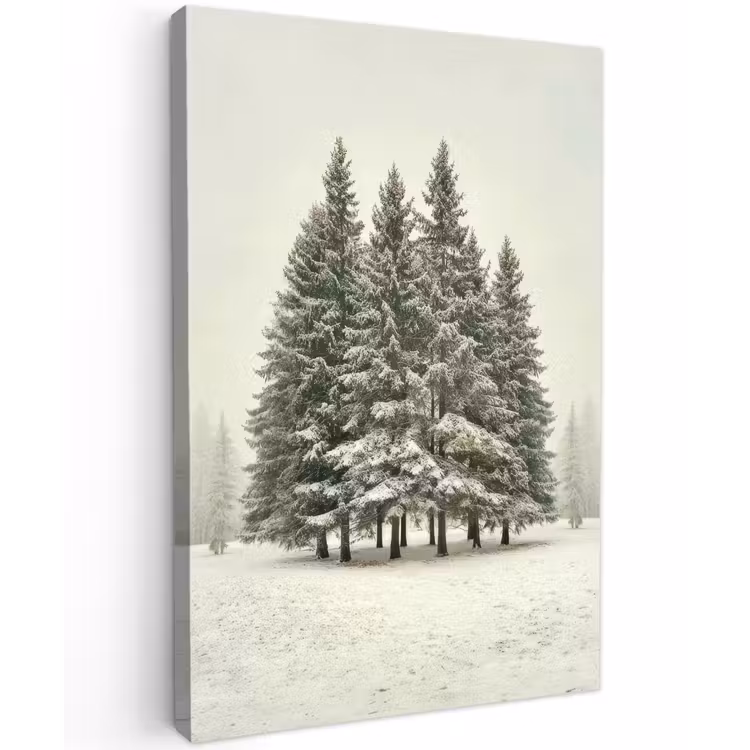 Buiten canvas - Bomen - Sneeuw - Wit — 1