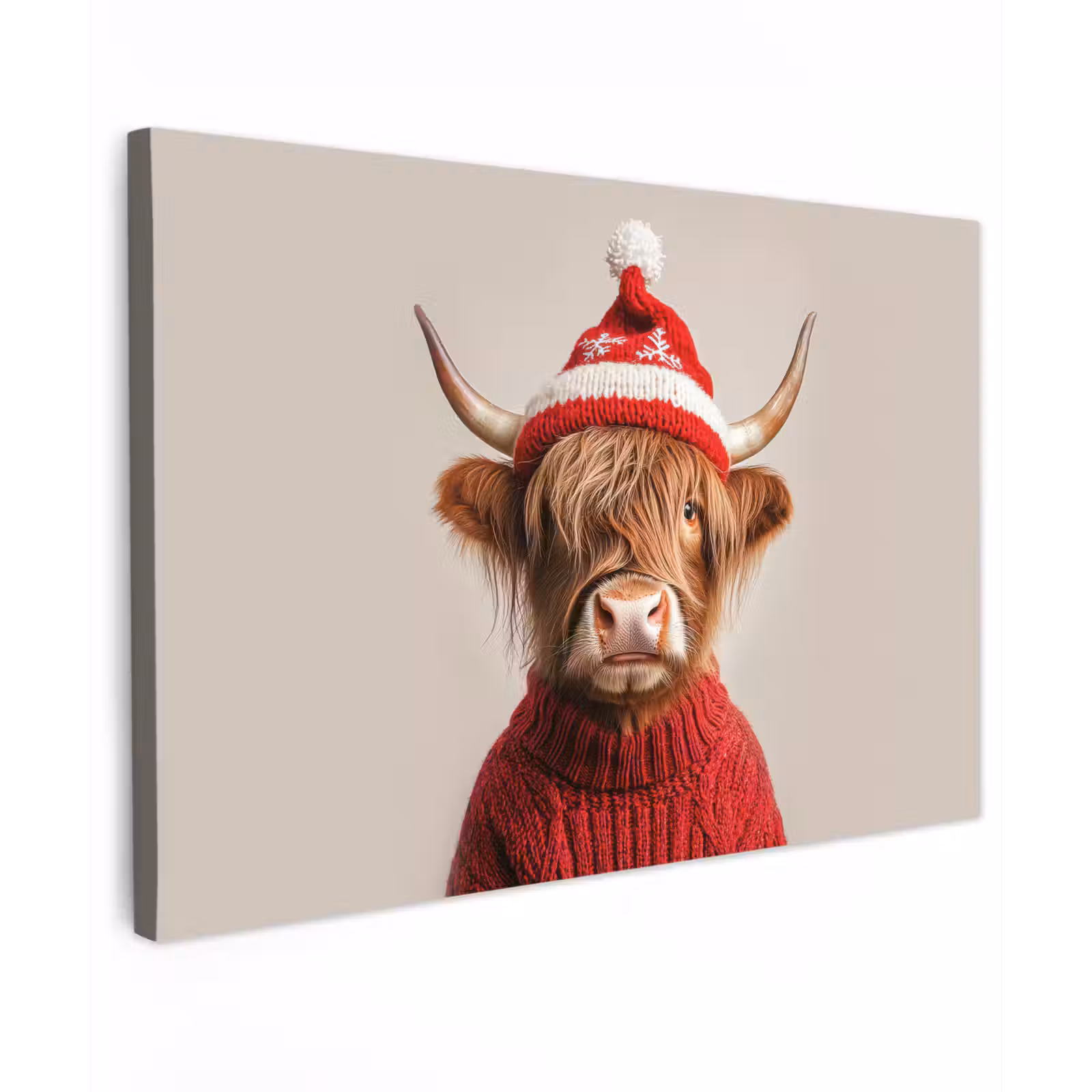 Buiten canvas - Schotse Hooglander - Kerst - Muts - Trui - Winter — 1