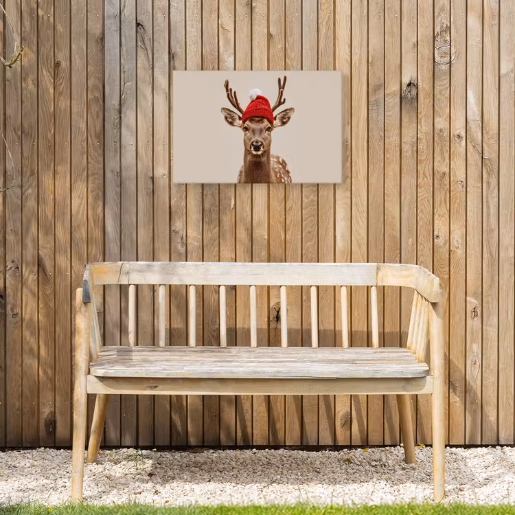 Buiten canvas - Hert - Kerst - Muts - Dieren - Winter - Grappig — 3