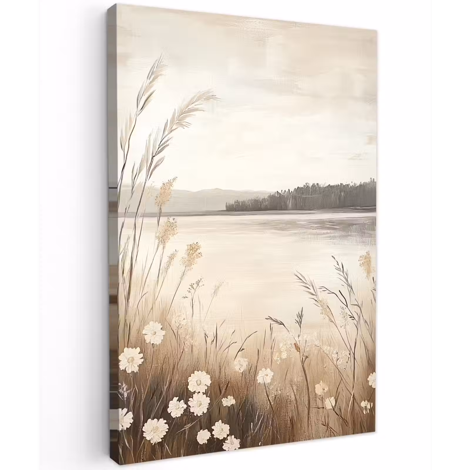 Buiten canvas - Meer - Water - Natuur - Beige — 1