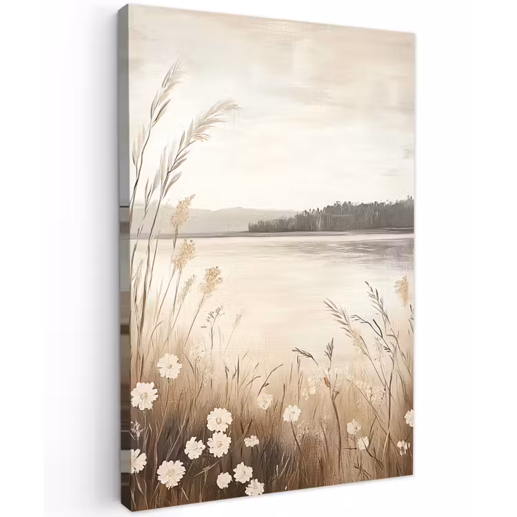 Buiten canvas - Meer - Water - Natuur - Beige — 1