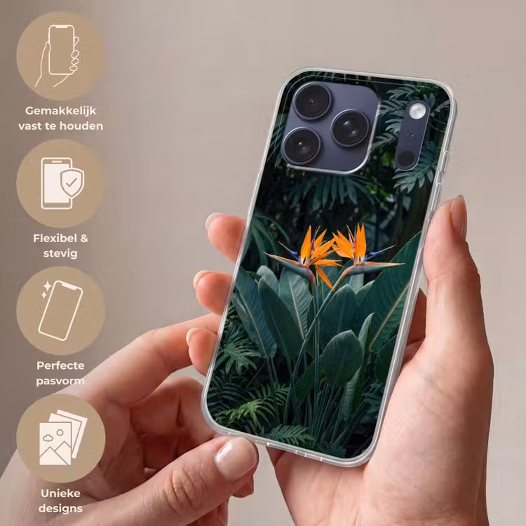 Telefoonhoesje Softcase - Paradijsvogel - Bloem - Exotisch — 4