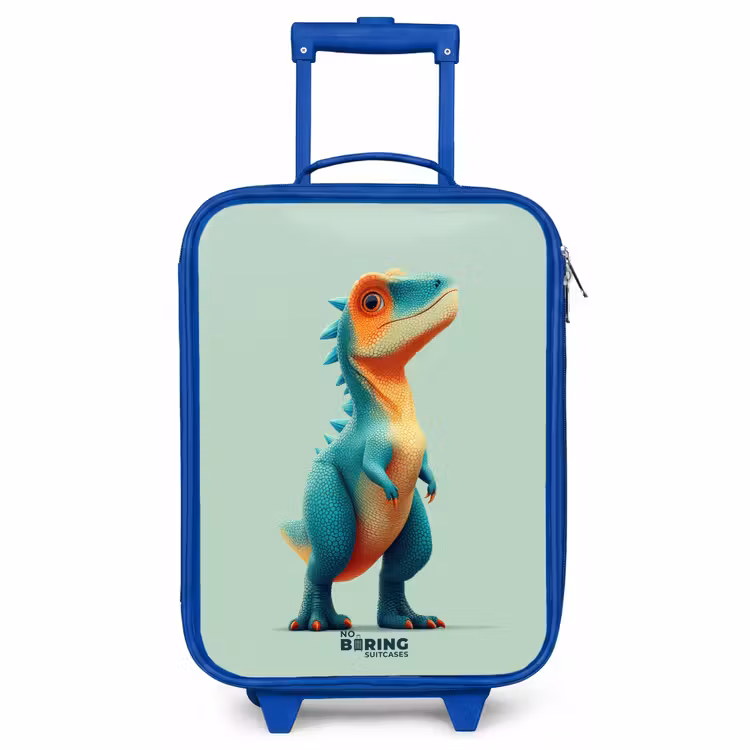 Kinderkoffer - Blauw - Stoere dino met grote ogen — 1