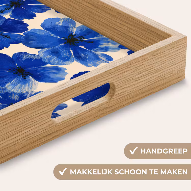 Dienblad - Bloemen - Blauw -Patroon - Wit — 5