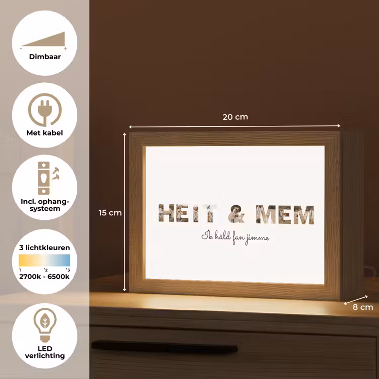 Gepersonaliseerde Lightbox - Heit & Mem - Lettercollage — 6