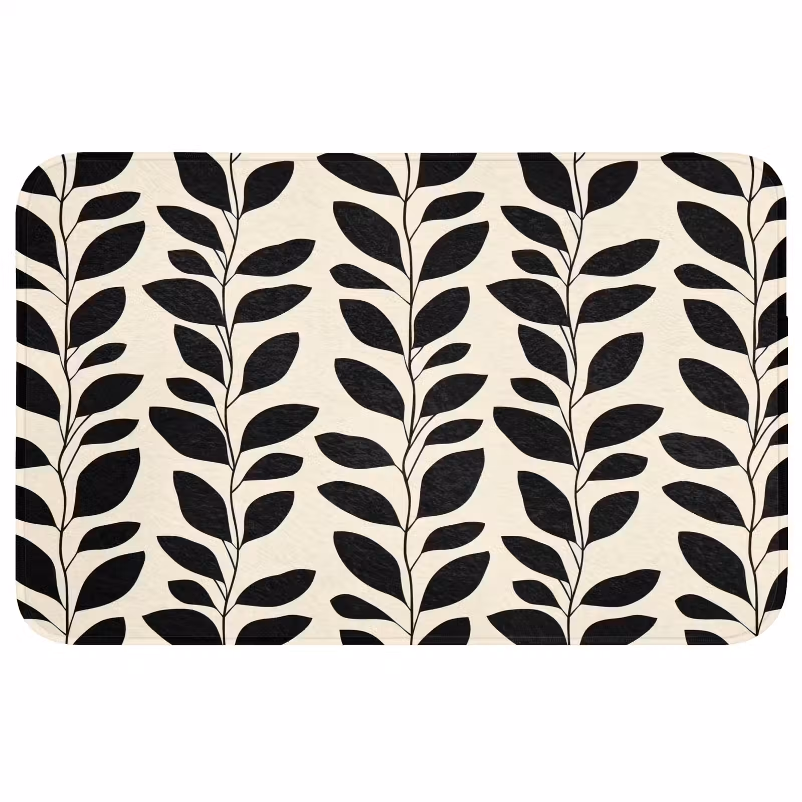 Wc Mat - Botanisch - Dessin - Zwart - Beige — 1