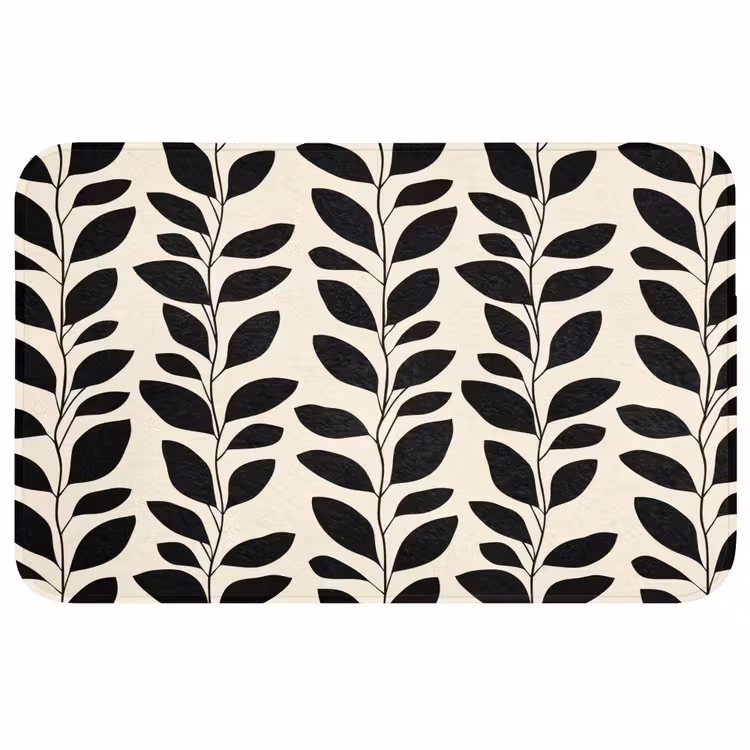 Wc Mat - Botanisch - Dessin - Zwart - Beige — 1