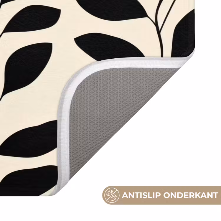 Wc Mat - Botanisch - Dessin - Zwart - Beige — 3