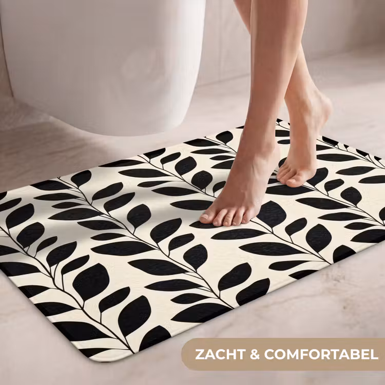 Wc Mat - Botanisch - Dessin - Zwart - Beige — 7