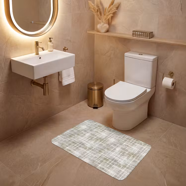 Wc Mat - Linnen - Patroon - Groen — 4