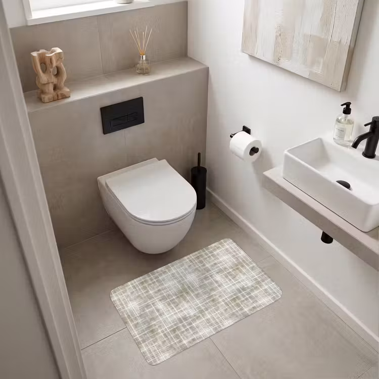 Wc Mat - Linnen - Patroon - Groen — 6