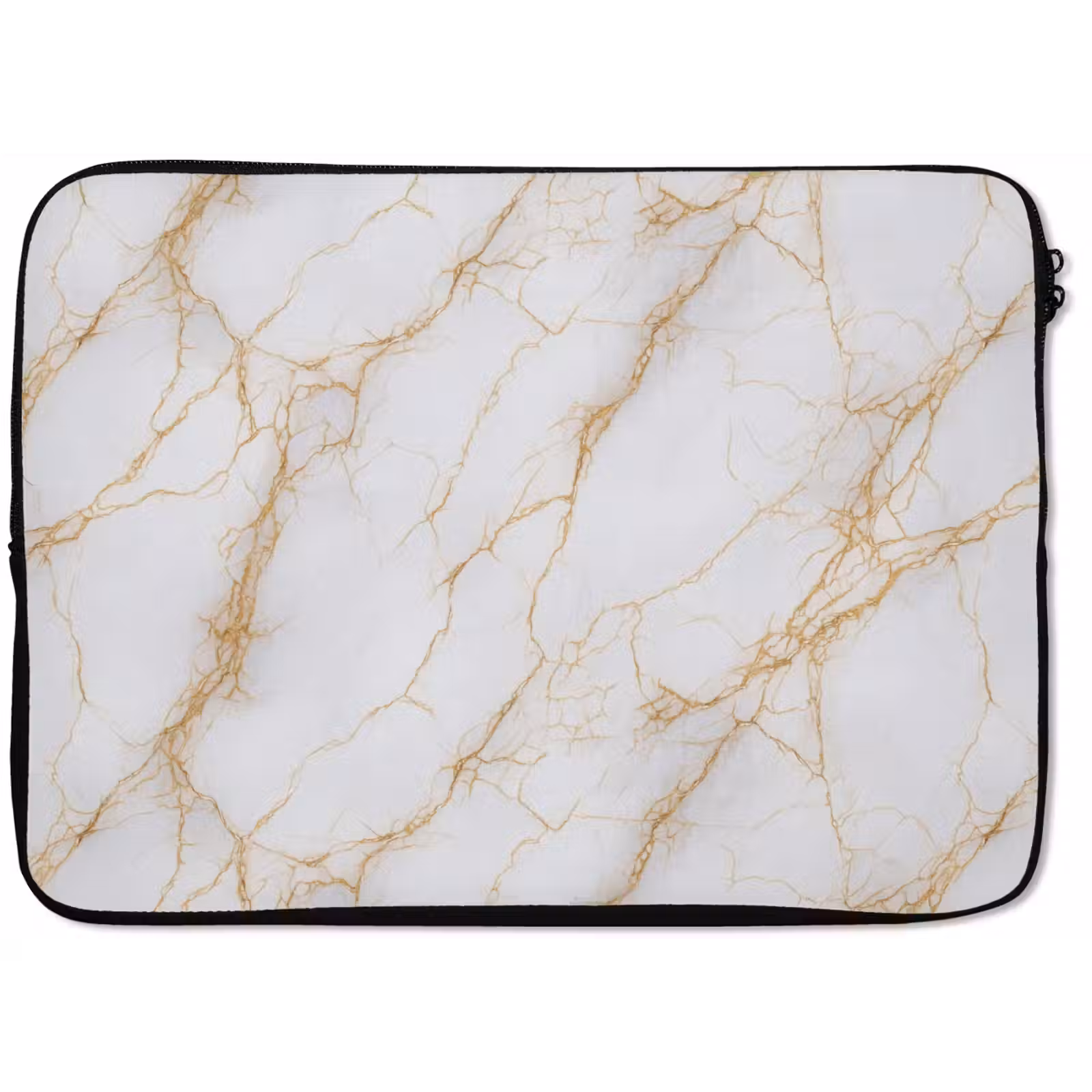 Laptophoes - Wit - Goud - Marmer - Aders — 1