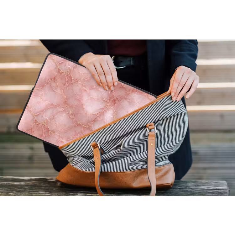 Laptophoes - Roze - Kwarts - Goud - Marmer — 4