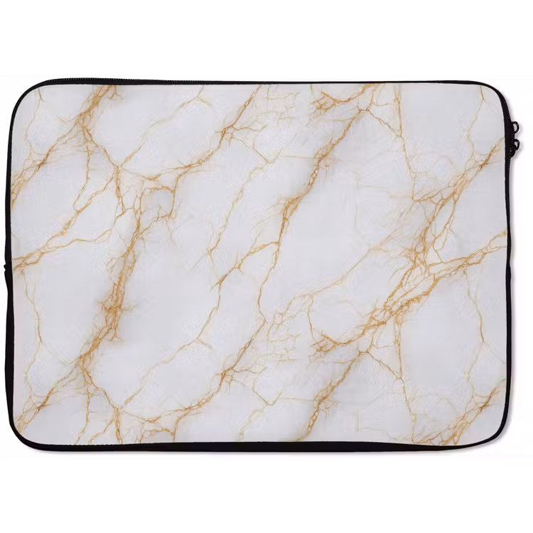 Laptophoes - Wit - Goud - Marmer - Aders