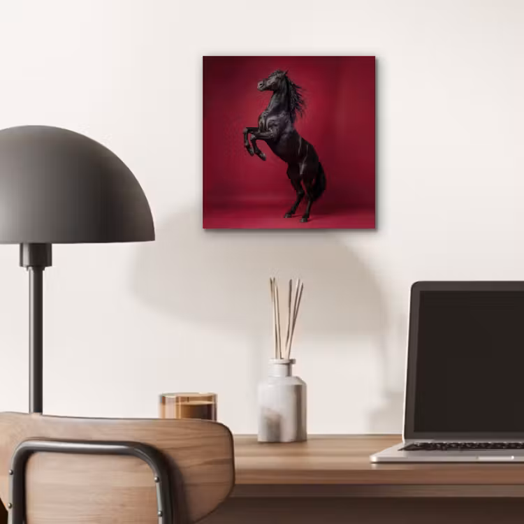 Aluminium schilderij - Hengst - Steigert - Rood — 6