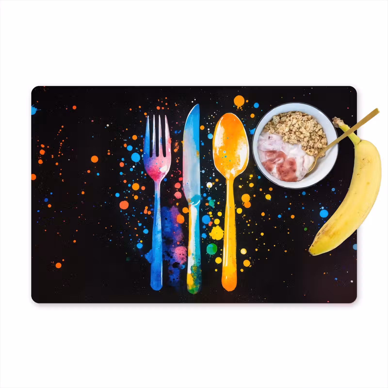 Placemat - 6 stuks - Bestek - Kleurrijk - Spetters — 1