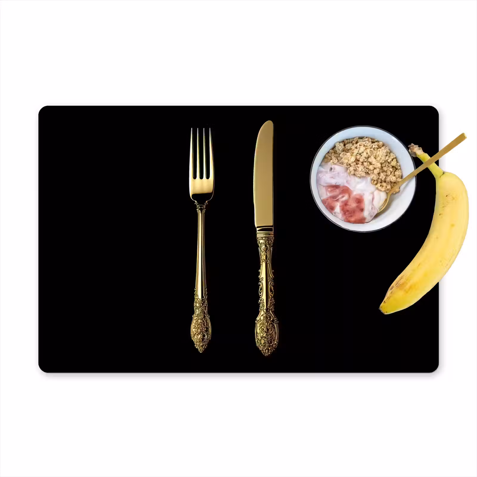 Placemat - 6 stuks - Goud - Vork - Mes — 1