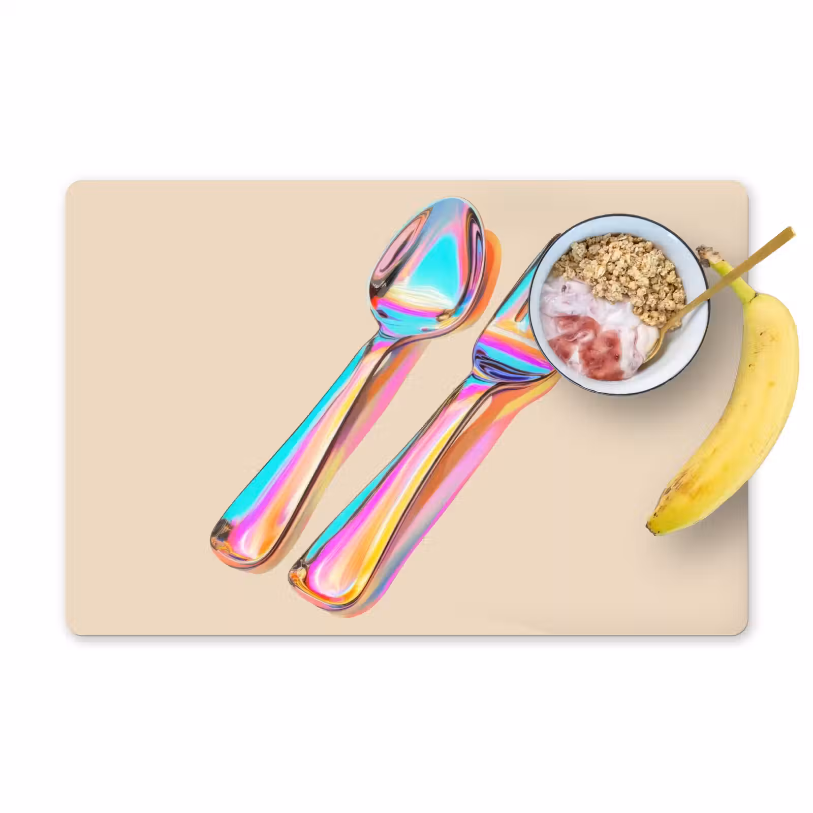 Placemat - 6 stuks - Regenboog - Lepel - Vork — 1