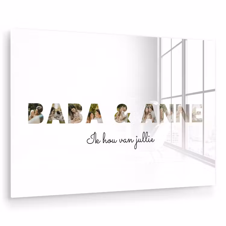 Gepersonaliseerd glas schilderij - Baba & Anne - Lettercollage — 1