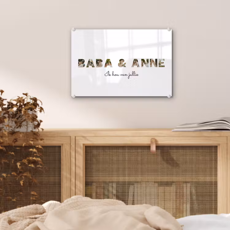 Gepersonaliseerd glas schilderij - Baba & Anne - Lettercollage — 5