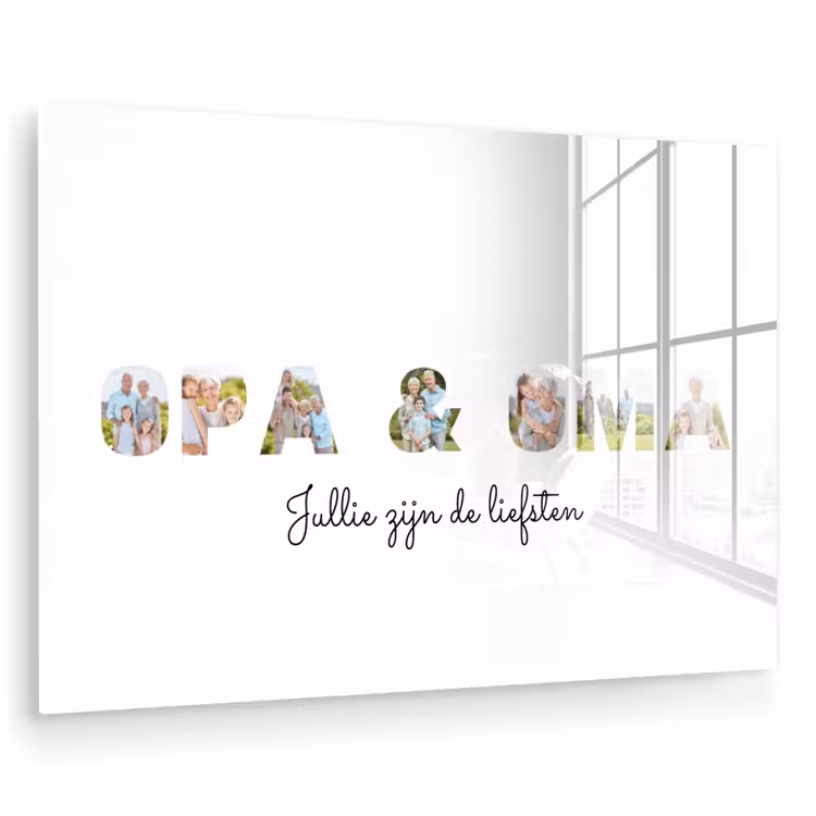 Gepersonaliseerd glas schilderij - Opa & Oma - Lettercollage — 1