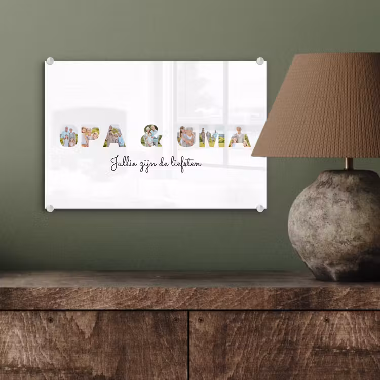 Gepersonaliseerd glas schilderij - Opa & Oma - Lettercollage — 4