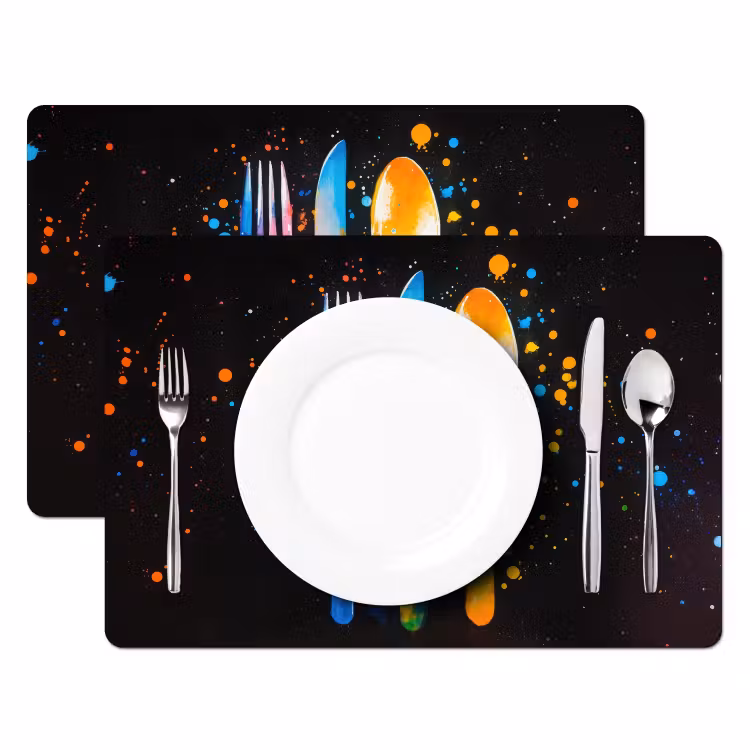 Placemat - 6 stuks - Bestek - Kleurrijk - Spetters — 2