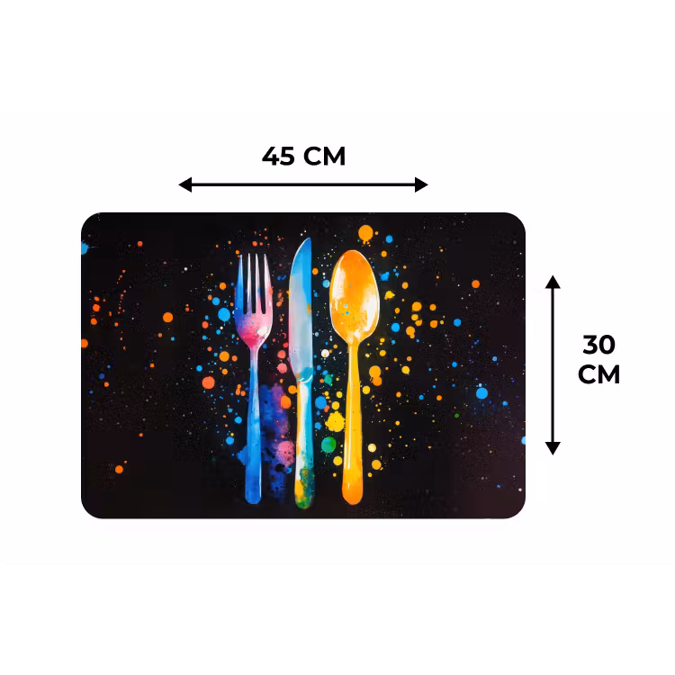 Placemat - 6 stuks - Bestek - Kleurrijk - Spetters — 3