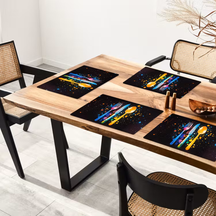 Placemat - 6 stuks - Bestek - Kleurrijk - Spetters — 5