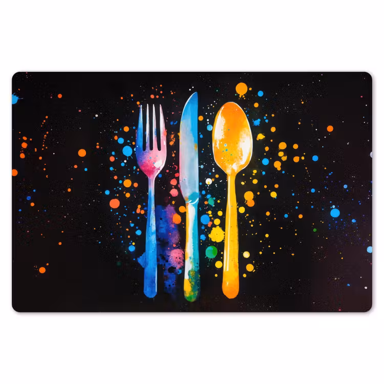 Placemat - 6 stuks - Bestek - Kleurrijk - Spetters — 7