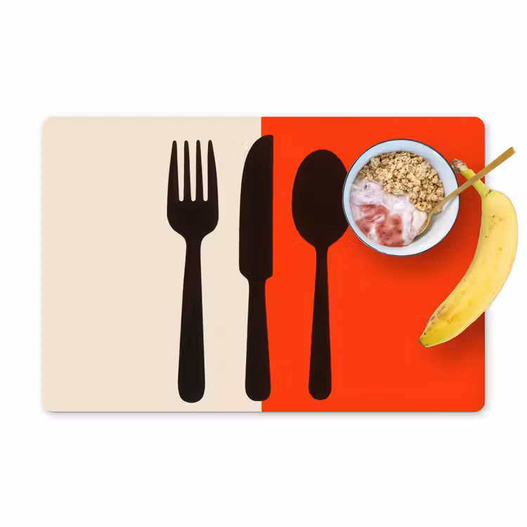 Placemat - 6 stuks - Bestek - Rood - Wit — 1