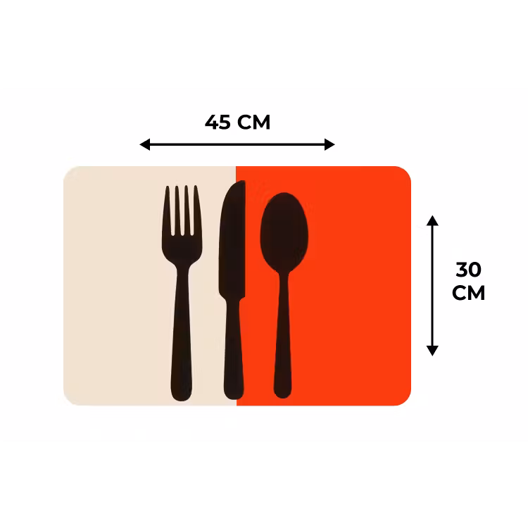 Placemat - 6 stuks - Bestek - Rood - Wit — 3