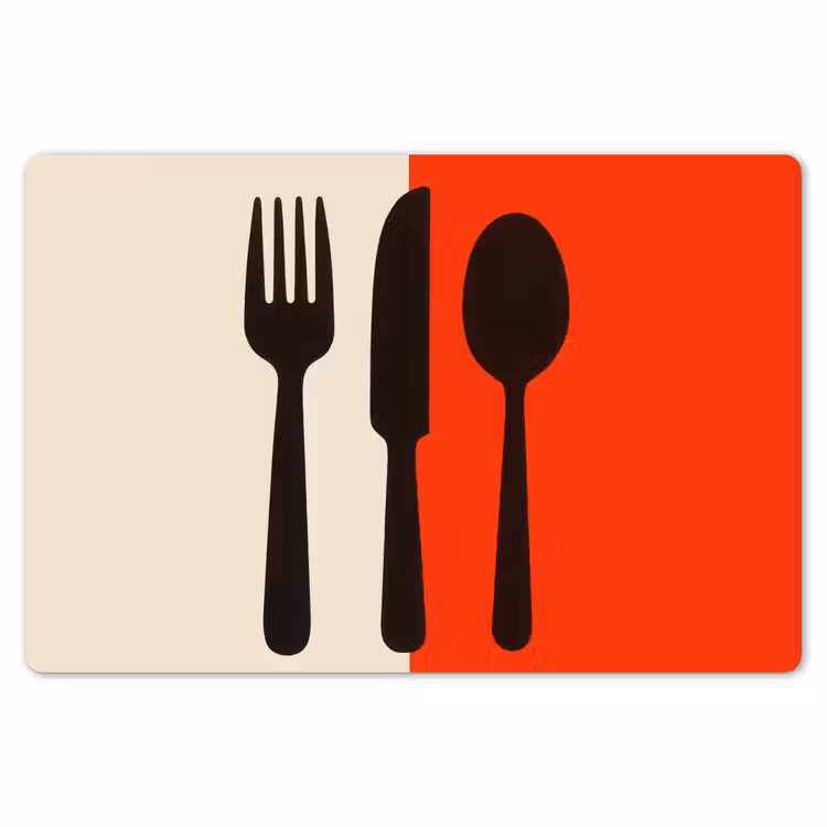 Placemat - 6 stuks - Bestek - Rood - Wit — 7
