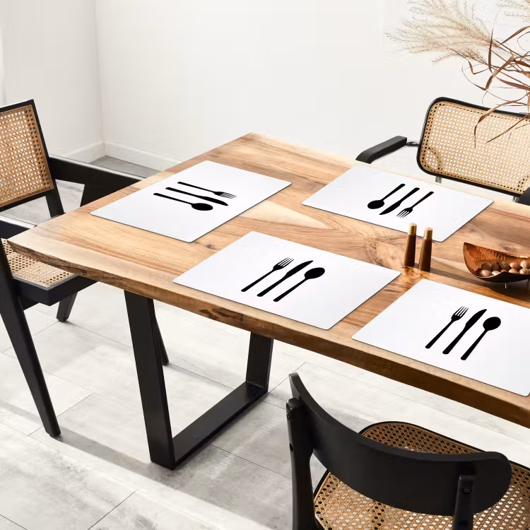 Placemat - 6 stuks - Bestek - Zwart - Simpel — 5