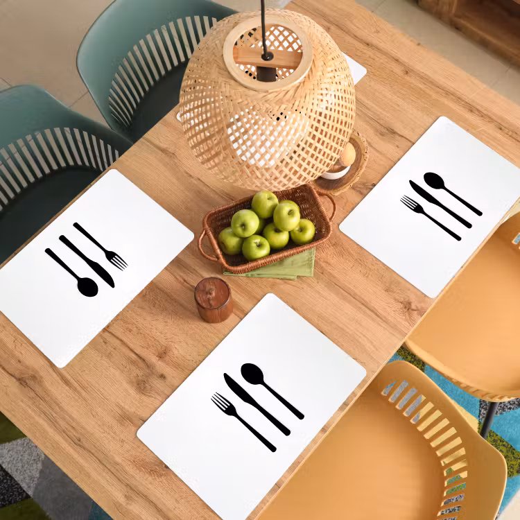 Placemat - 6 stuks - Bestek - Zwart - Simpel — 6