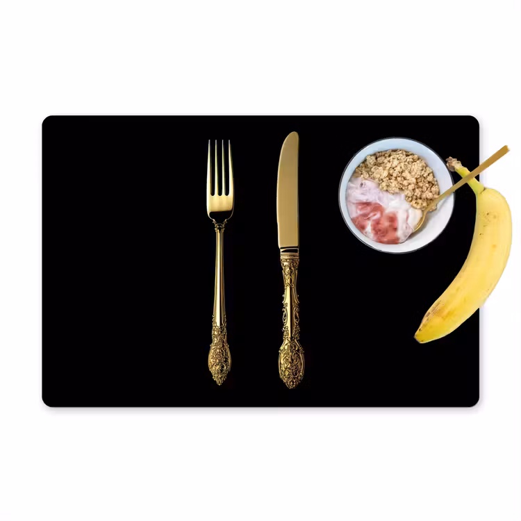 Placemat - 6 stuks - Goud - Vork - Mes — 1