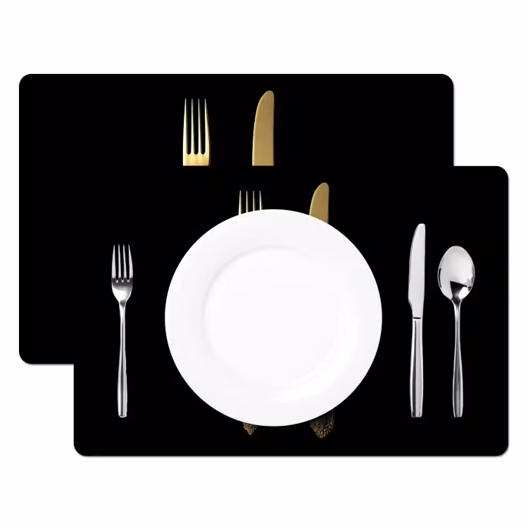 Placemat - 6 stuks - Goud - Vork - Mes — 2