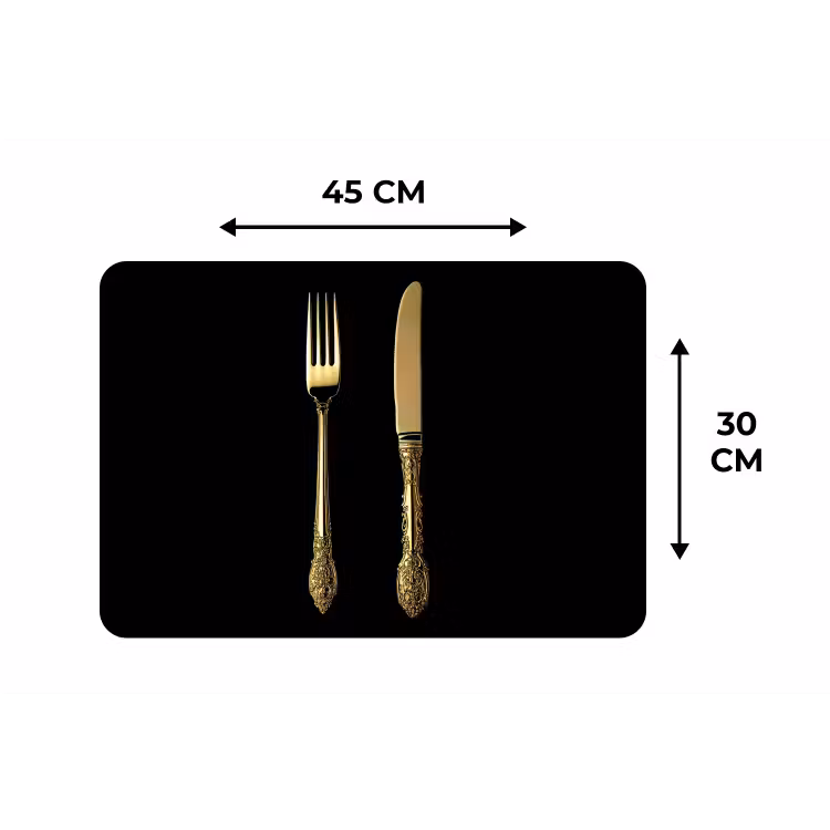 Placemat - 6 stuks - Goud - Vork - Mes — 3