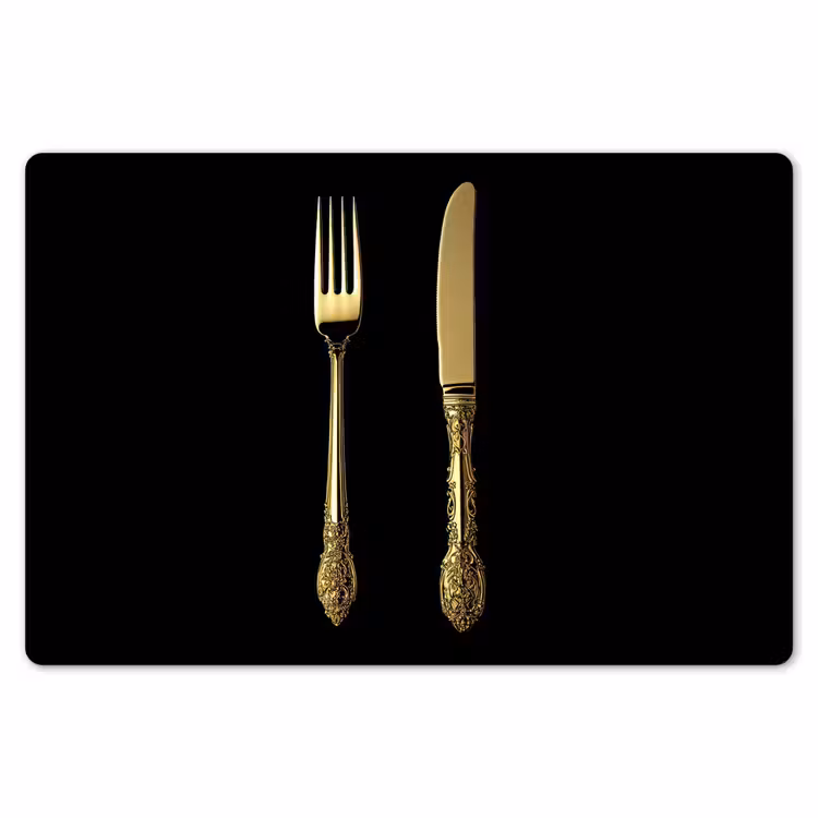 Placemat - 6 stuks - Goud - Vork - Mes — 7