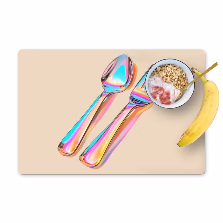 Placemat - 6 stuks - Regenboog - Lepel - Vork — 1