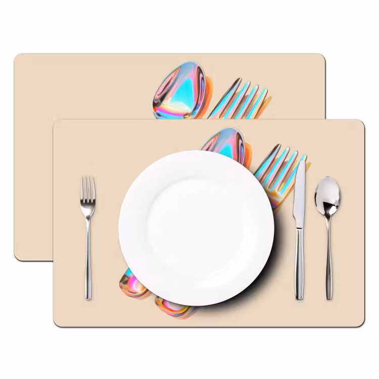 Placemat - 6 stuks - Regenboog - Lepel - Vork — 2