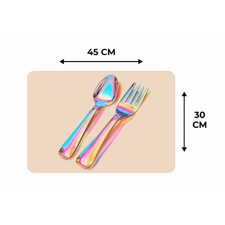 Placemat - 6 stuks - Regenboog - Lepel - Vork — 3