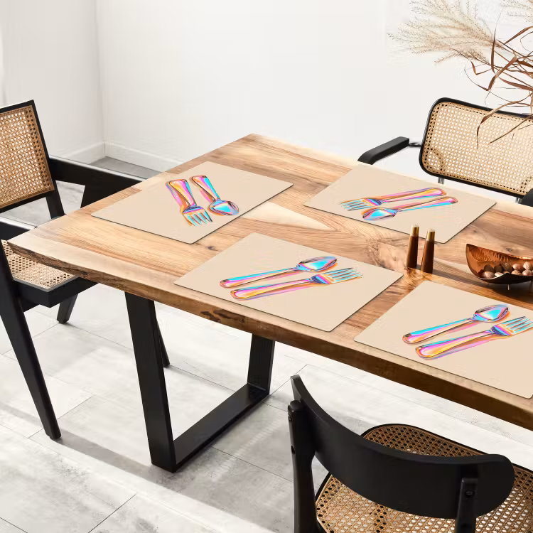 Placemat - 6 stuks - Regenboog - Lepel - Vork — 5