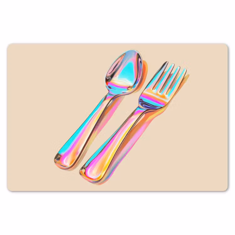 Placemat - 6 stuks - Regenboog - Lepel - Vork — 7