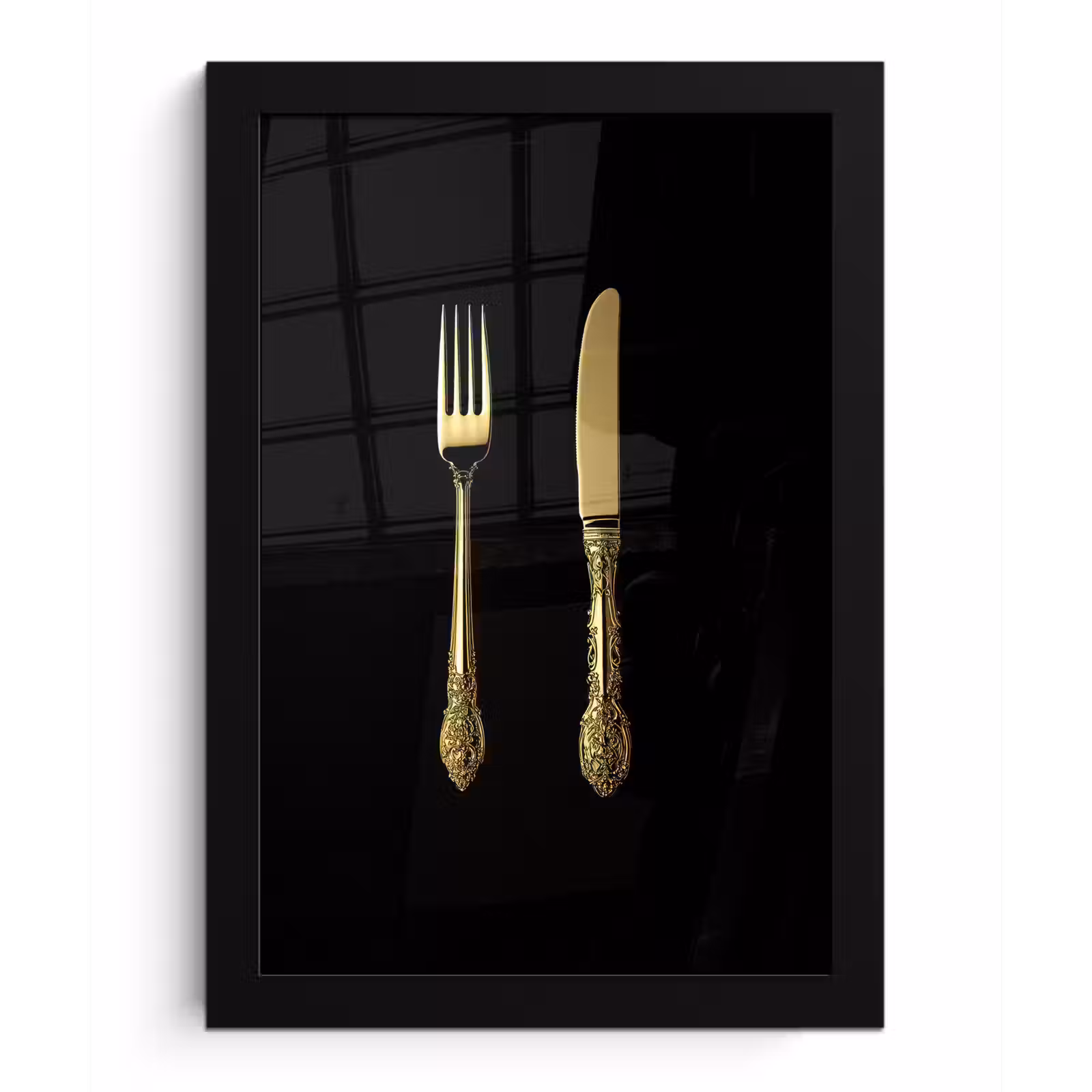 Poster met lijst - Goud - Vork - Mes — 1