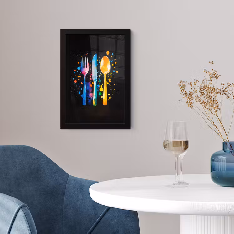 Poster met lijst - Bestek - Kleurrijk - Spetters — 4